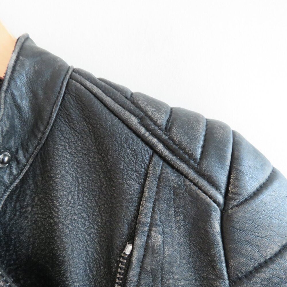 BANANA REPUBLIC Faded Black Lamb Leather Moto Jacket - Size XS - Picture 5 of 16